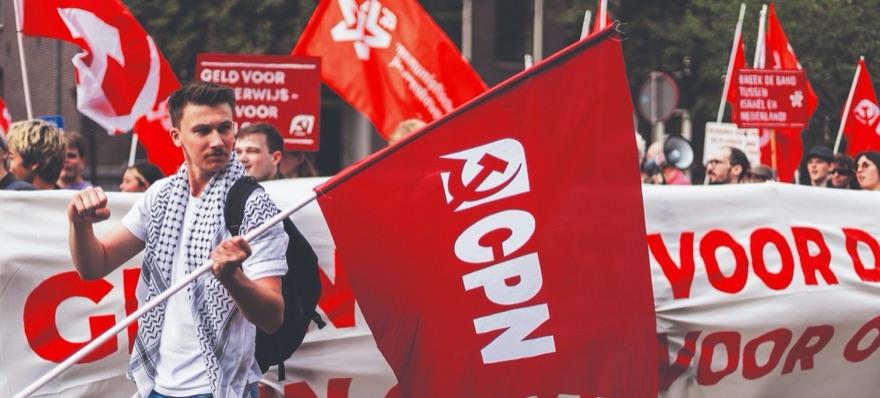 The red flag of the CPN waving