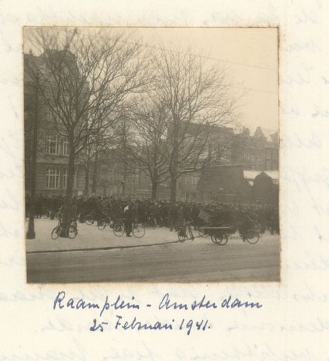 Striking workers on the Raamplein in Amsterdam during the February Strike