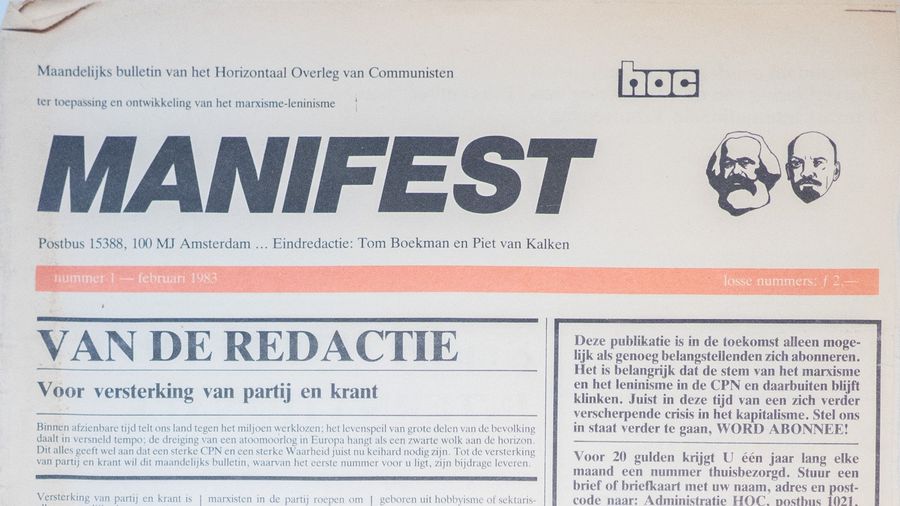 Front page of the first issue of Manifest, monthly bulletin of the Horizontal Consultation of Communists, February 1983